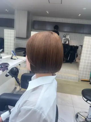 ミディアム カラー パーマ ヘアアレンジ メンズ キッズ ブリーチなしカラー/ ブラウン/レイヤーのヘアスタイル