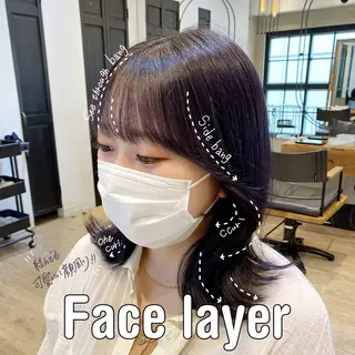 セミロング 新宿/顔周りカット +レイヤー=しずく♩のヘアスタイル