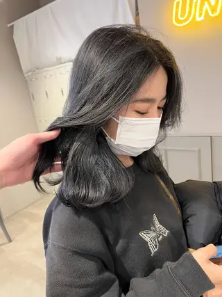 セミロング カラー パーマ ヘアアレンジ メンズ キッズ ネイル マツエク・マツパ アイブロウ 上品＆韓国風 🥀海心🥀のヘアスタイル