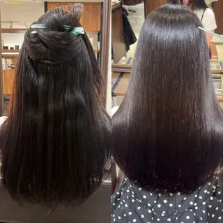 ロング 縮毛矯正/髪質改善/ 艶髪/レイヤーカットのヘアスタイル