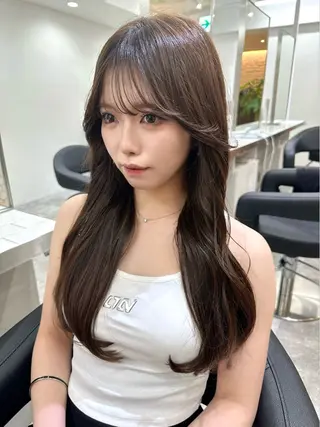 ロング カラー ミディアムレイヤー 添田晃基のヘアスタイル