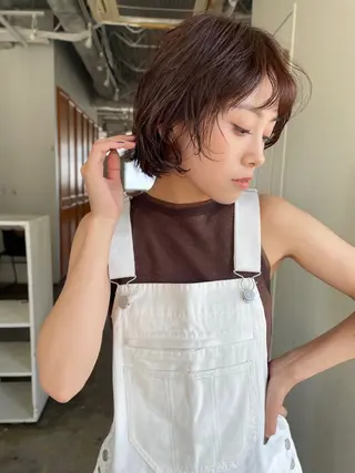 ショート パーマ 曲がる縮毛矯正 バレイヤージュ森田のヘアスタイル