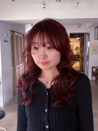 セミロング カラー 暖色カラー 奥村陽花のヘアスタイル