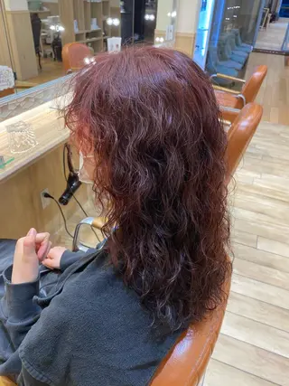 セミロング カラー パーマ 新宿メンズパーマ ヨモギダのヘアスタイル