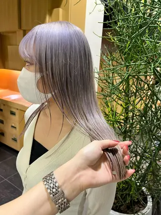 ミディアム カラー 海外girl🤎 透明感ベージュmaoのヘアスタイル