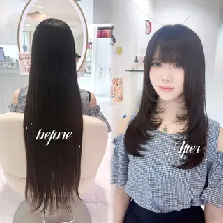 ロング 𝑚𝑖𝑤𝑎 / 顔周り/透明感カラーのヘアスタイル