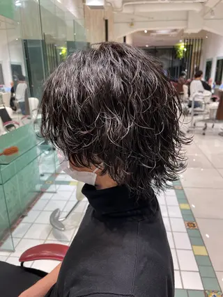 ミディアム パーマ ヘアアレンジ メンズ 小野寺 隼のヘアスタイル