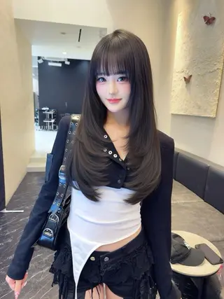 ロング 韓国✖️網紅🖤 パーマYURIYAのヘアスタイル