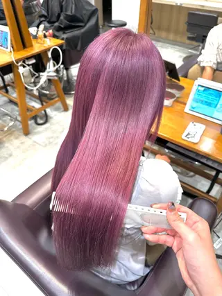 セミロング カラー シールエクステ/ ブリーチカラーのヘアスタイル