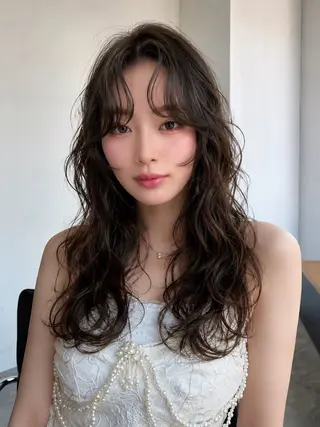 セミロング パーマ パーマ/ブリーチ 縮毛矯正/池袋ももなのヘアスタイル