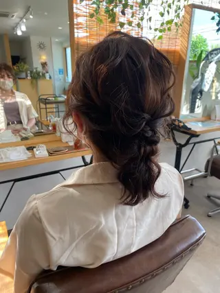 ミディアム カラー ヘアアレンジ ブリーチなしベージュ /ヘアセット/ミユのヘアスタイル
