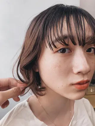 ショート カラー ヘアアレンジ ボブパーマコテ巻き風 パーマNo1深江秀平のヘアスタイル