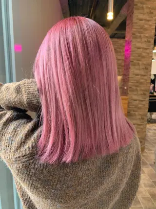 ミディアム カラー ヘアカラー&縮毛矯正 STAR☆RIVERのヘアスタイル