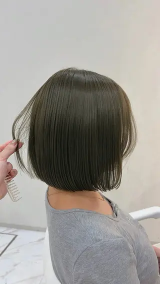 ショート カラー パーマ TOMO/ブリーチ 無しオリーブのヘアスタイル