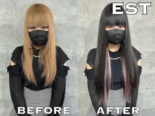 ロング カラー ヘアアレンジ エクステ MORI エクステMARIKAのヘアスタイル