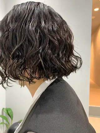 ショート パーマ ボブパーマコテ巻き風 パーマNo1深江秀平のヘアスタイル
