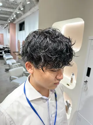 ショート パーマ メンズ 艶髪/髪質改善 塩屋公一朗のヘアスタイル