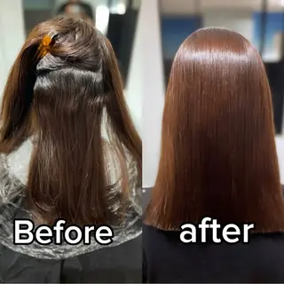 セミロング 梅田縮毛矯正◻︎髪質 改善◻︎細見 了眞のヘアスタイル