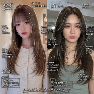 セミロング 縮毛矯正/レイヤー カット⭐️SHOTAのヘアスタイル