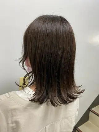 ミディアム カラー ヘアアレンジ 韓国風ベージュ🤎 赤みなし🌿横浜🤎のヘアスタイル