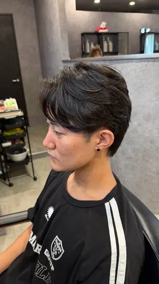 ミディアム パーマ メンズ 久保田 祥伍のヘアスタイル