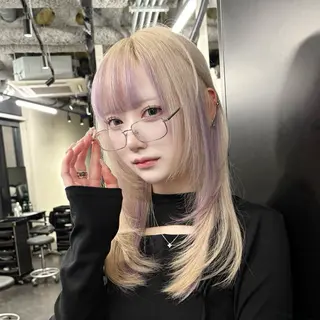 セミロング カラー jyui/原宿 ハイトーン/デザインのヘアスタイル