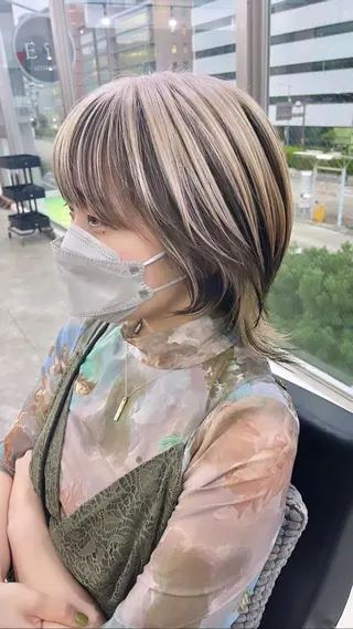 ミディアム カラー パーマ ヘアアレンジ メンズ キッズ ネイル マツエク・マツパ アイブロウ エビスザキレン/メン ズ/心斎橋🌳のヘアスタイル