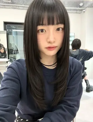 ロング カラー 髪質改善/縮毛矯正/ ブリーチなしカラーのヘアスタイル