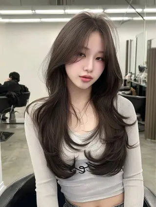 ロング ハルカ🌷ナチュラル 盛れ/韓国ヘアのヘアスタイル