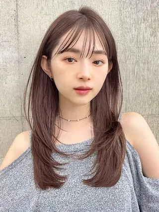 セミロング カラー ヘアアレンジ 【柔らか透明感✨/ 似合せ前髪】大石葉月のヘアスタイル