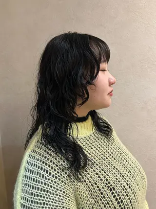 ミディアム パーマ 児玉 りなのヘアスタイル