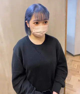 ショート カラー パーマ デザインカラー/ボブ ブリーチカラー/ユリのヘアスタイル
