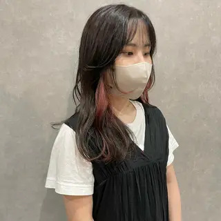 セミロング カラー はちすか るかのヘアスタイル