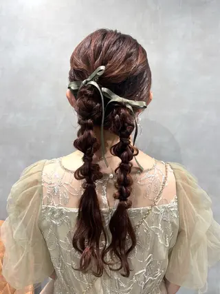 ロング ヘアアレンジ うる艶カラー 顔周りカット♡ikuのヘアスタイル