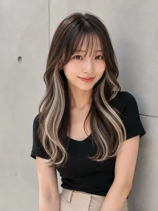 ロング カラー 宇梶 千愛のヘアスタイル