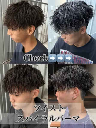 パーマ メンズ メンズパーマ特化/ シャドウ/波巻/陸翔のヘアスタイル
