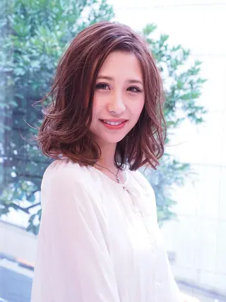 ミディアム カラー ヘアアレンジ 久次米智人/艶/美髪 /透明感カラーのヘアスタイル