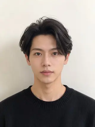 ショート パーマ メンズ 艶髪🪄透明感カラー 井戸大喜のヘアスタイル