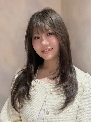 ロング カラー Wカラーレイヤー🎀 透明感カラーのヘアスタイル