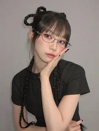 ロング カラー ラベンダー💜グレー 🩶ミント🩵のヘアスタイル