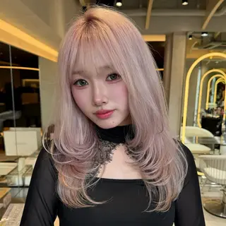 セミロング カラー ブリーチ/レイヤー 艶カラー💫チャンのヘアスタイル