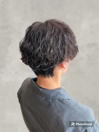 パーマ メンズ 曲がる縮毛矯正/メン ズカット髪質改善のヘアスタイル