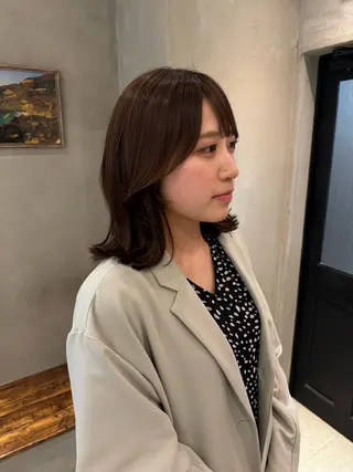 セミロング 新宿/顔周りカット +レイヤー=しずく♩のヘアスタイル