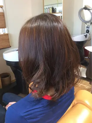 ミディアム カラー パーマ 瀬田 幸代のヘアスタイル