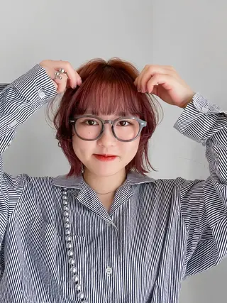 ミディアム カラー ダブルカラー,透け カラーHINARIのヘアスタイル