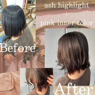 ショート カラー ヘアアレンジ なつき/艶ピンク/ girly hairのヘアスタイル