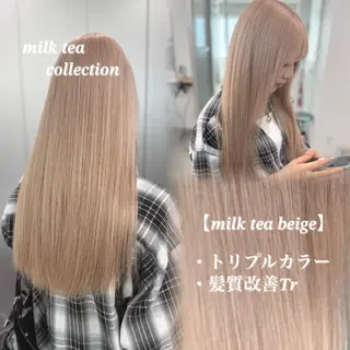 ロング カラー NAMI🤎ブラウン &ミルクティー🤍のヘアスタイル