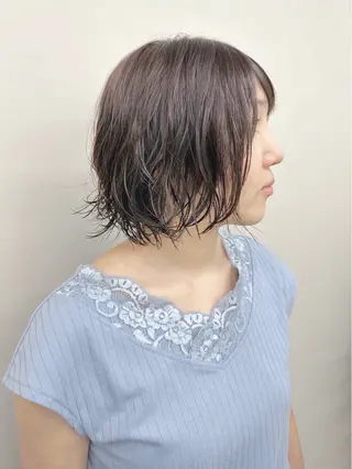ショート パーマ ボブ/ゆるふわ ボブパーマ/とういのヘアスタイル