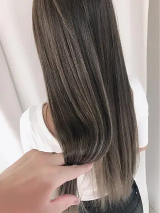 セミロング カラー パーマ ヘアアレンジ バレイヤージュ 藤沢 髪質改善 竹内ケンゴのヘアスタイル