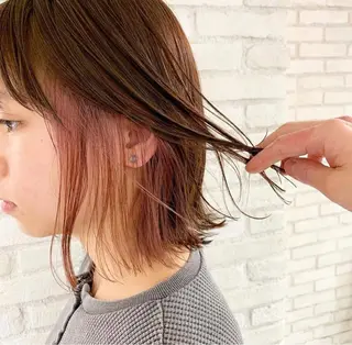 セミロング カラー ヘアアレンジ 仙台Ｉ韓国レイヤー Ｉ髪質改善Ｉ伊藤拓海のヘアスタイル